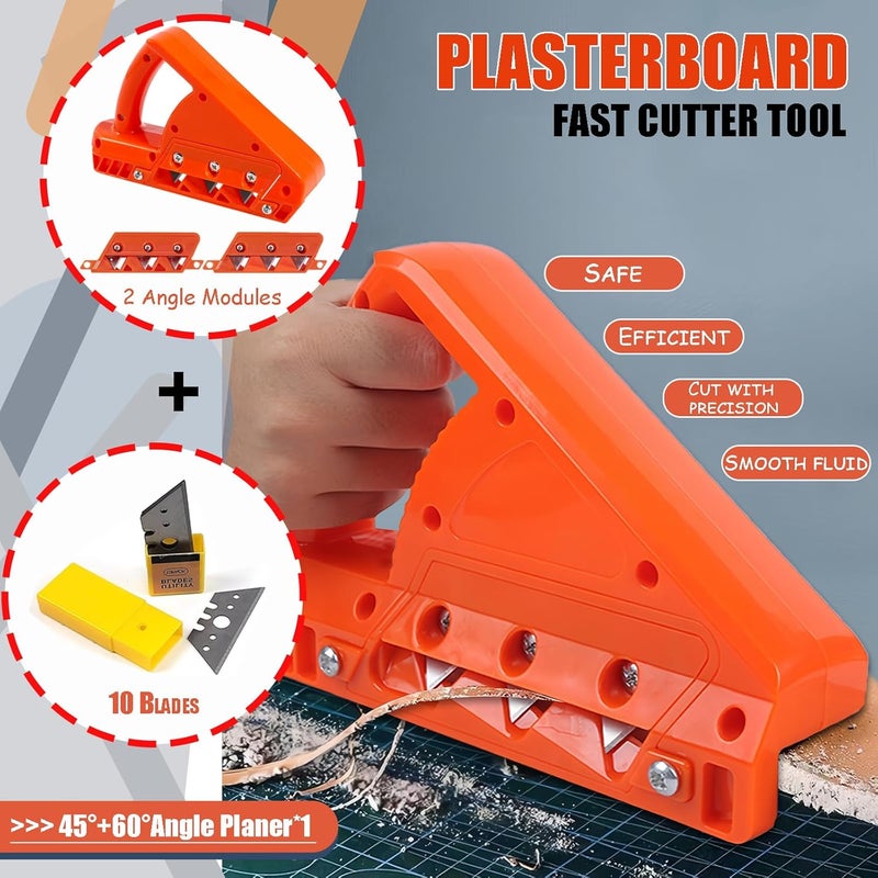 YJPPDD Drywall Cutting Tool, Plasterboard Edger Fast Cutter, Precise 45 60 Gypsum Board Chamferer With 10 Blades, Woodworking Hand Smoothing Planes, Perfect Angle Planers for Woodworkers - Image 2